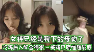 女神已经是胯下的母狗了 忘了她吧 吃鸡后入配合得很 一掏鸡巴就懂翘屁股
