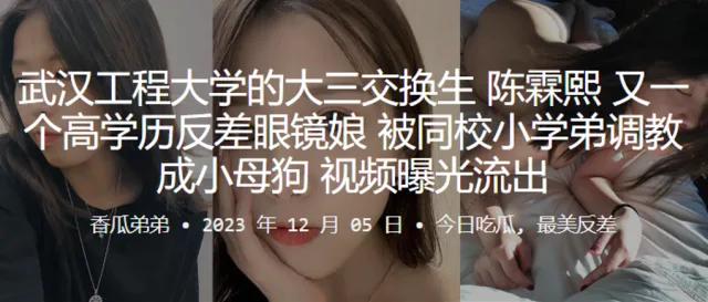 武汉工程大学的大三交换生陈霖熙又一个高学历反差眼镜娘被同校小学弟调教成小母狗视频曝光流出